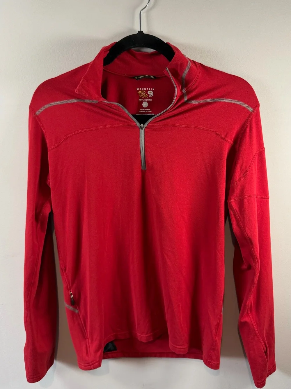 Mountain Hardwear Men’s Base Layer Shirt Quarter Zip Red Size Small